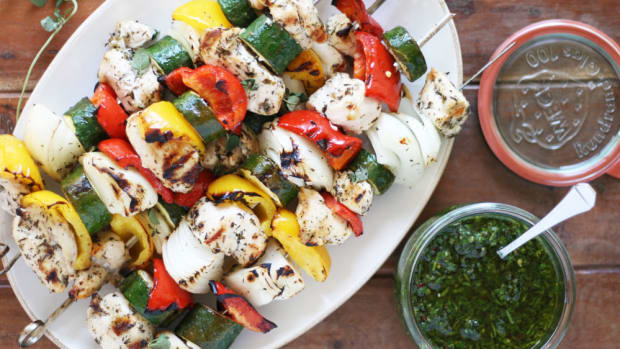Chicken Kabobs and Herbed Chimichurri Recipe (Hello Summer BBQs!)