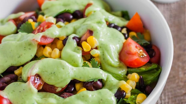 Black Bean and Corn Salad Recipe with Creamy Cilantro Avocado Dressing