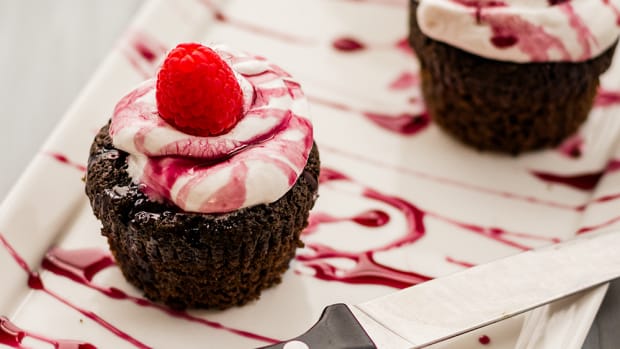 Vegan and Gluten-Free Cupcakes with Red Wine Reduction and Coconut Whipped Cream