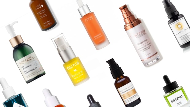 natural face serums on white background