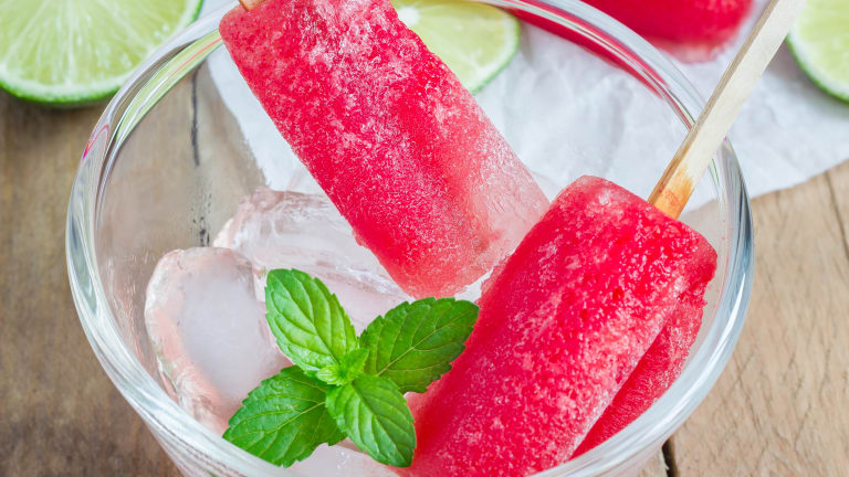 Luscious Boozy Popsicles with Raspberries and Mint