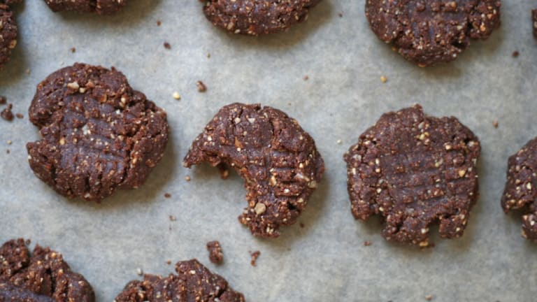 5-Ingredient Vegan No-Bake Peanut Butter and Raw Cacao Cookies (Date-Sweetened!)