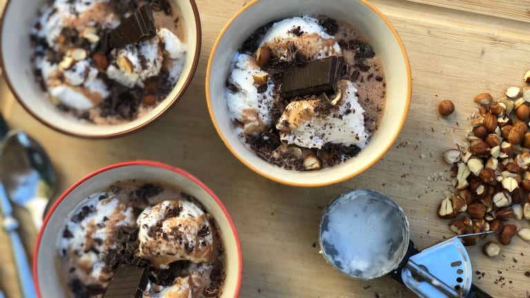 A New Spin on an Old Classic: Hazelnut Hot Chocolate Affogato