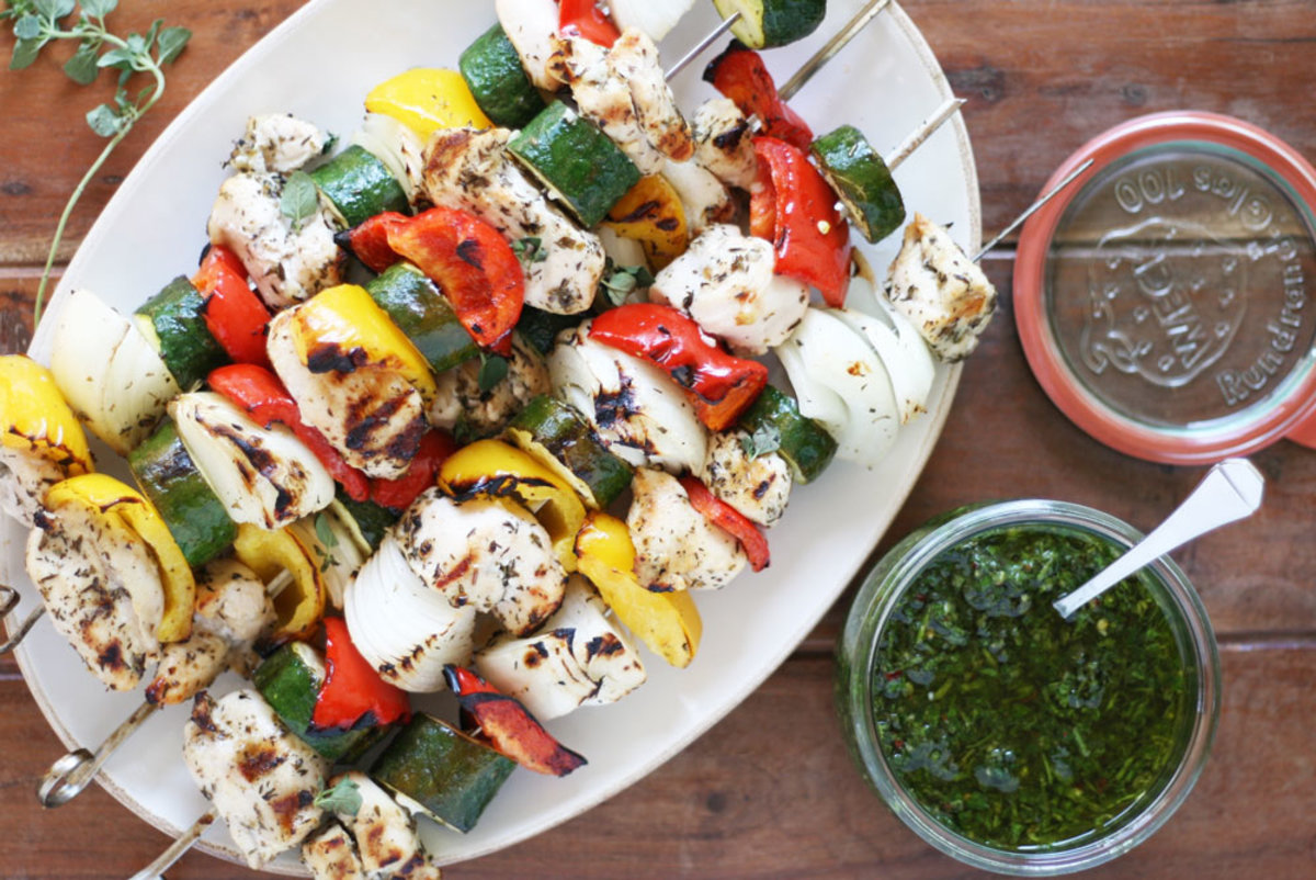 Chicken Kabobs and Herbed Chimichurri Recipe (Hello Summer BBQs!)