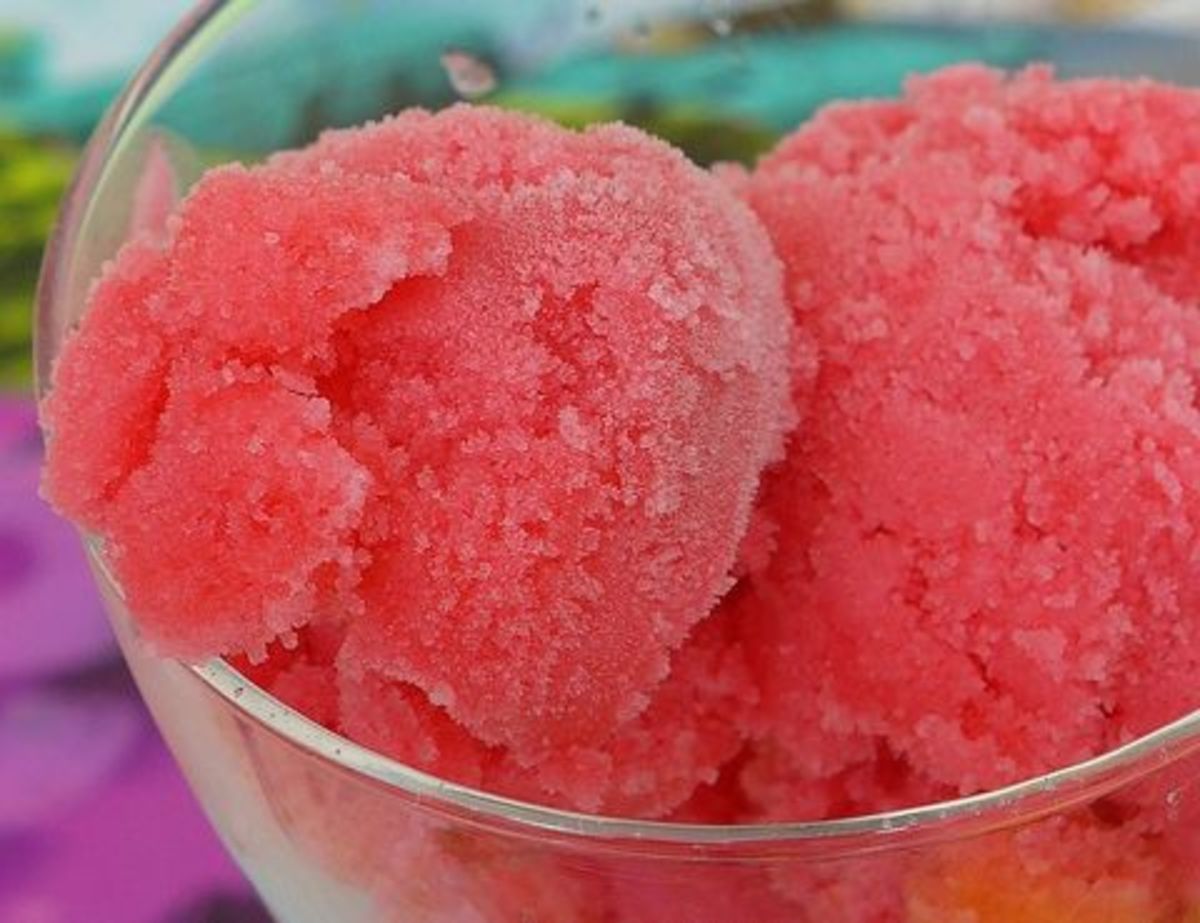 watermelon sorbet in a cup.
