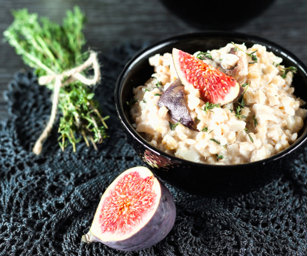fig and goat cheese barley risotto
