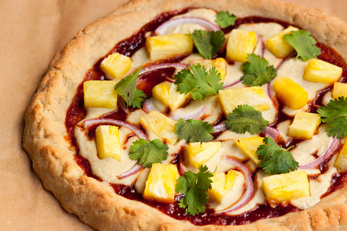 Vegan BBQ Pineapple Pizza on Gluten-Free Pizza Crust Recipe