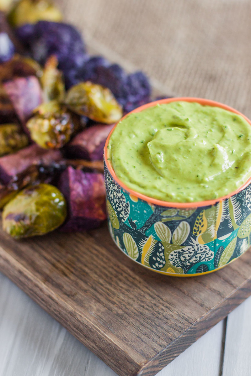 Vegan Appetizer Recipe: Roasted Vegetables with Green Goddess Dip