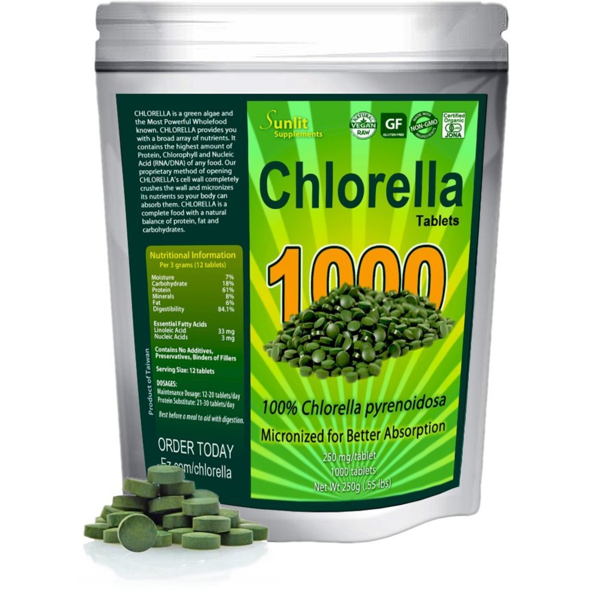Sunlit Supplements Chlorella Tablets