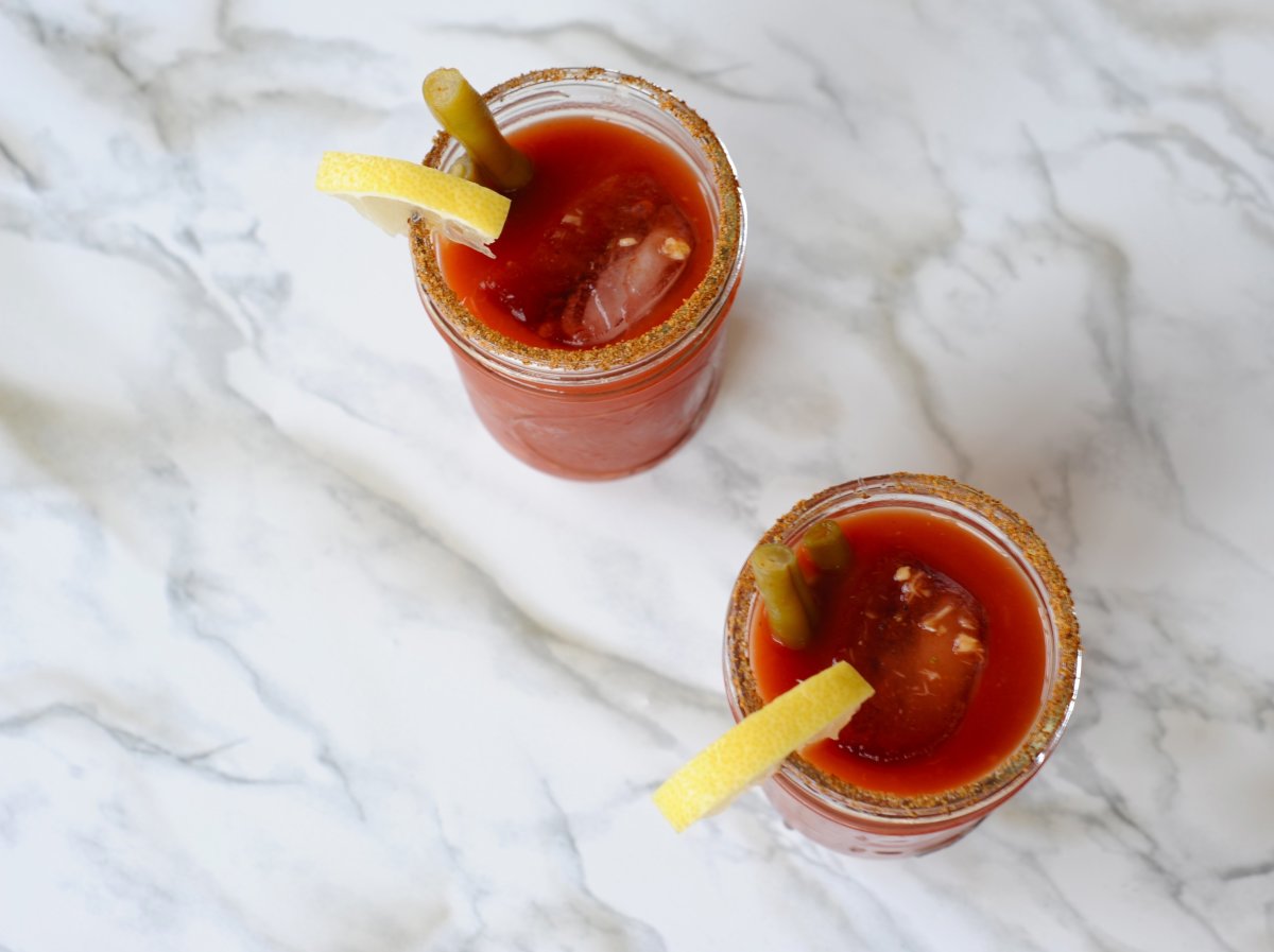 Bloody Mary cocktail recipes with green beans for witches fingers for Halloween.