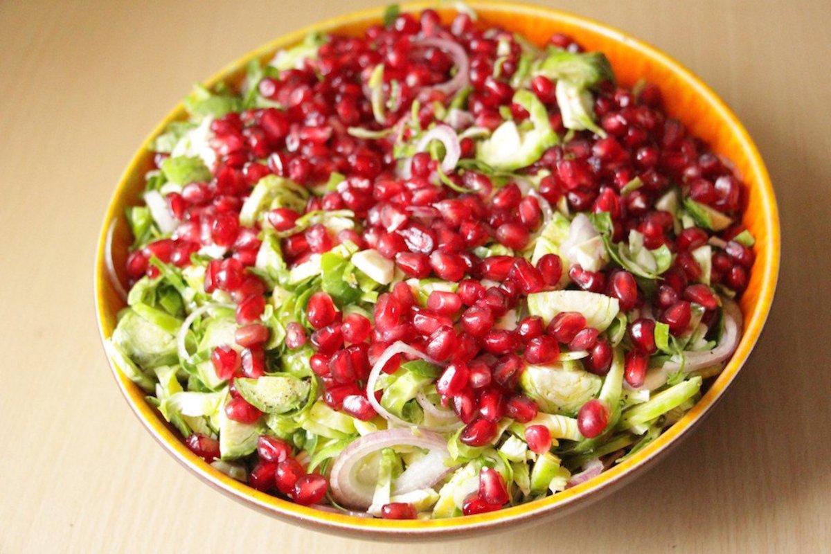 A Raw Brussels Sprouts Salad with Pomegranate