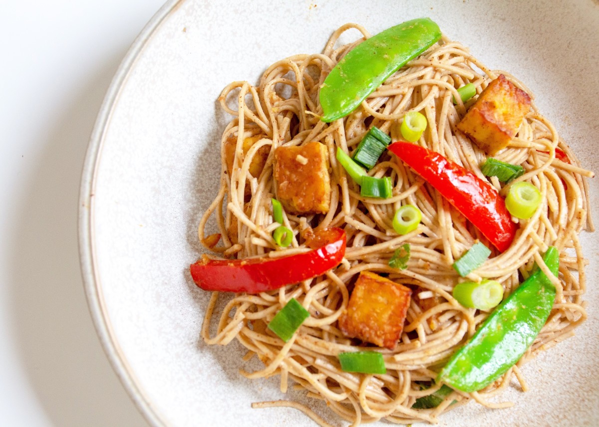 Soba Noodle Stir Fry with a Miso-Almond Butter Sauce