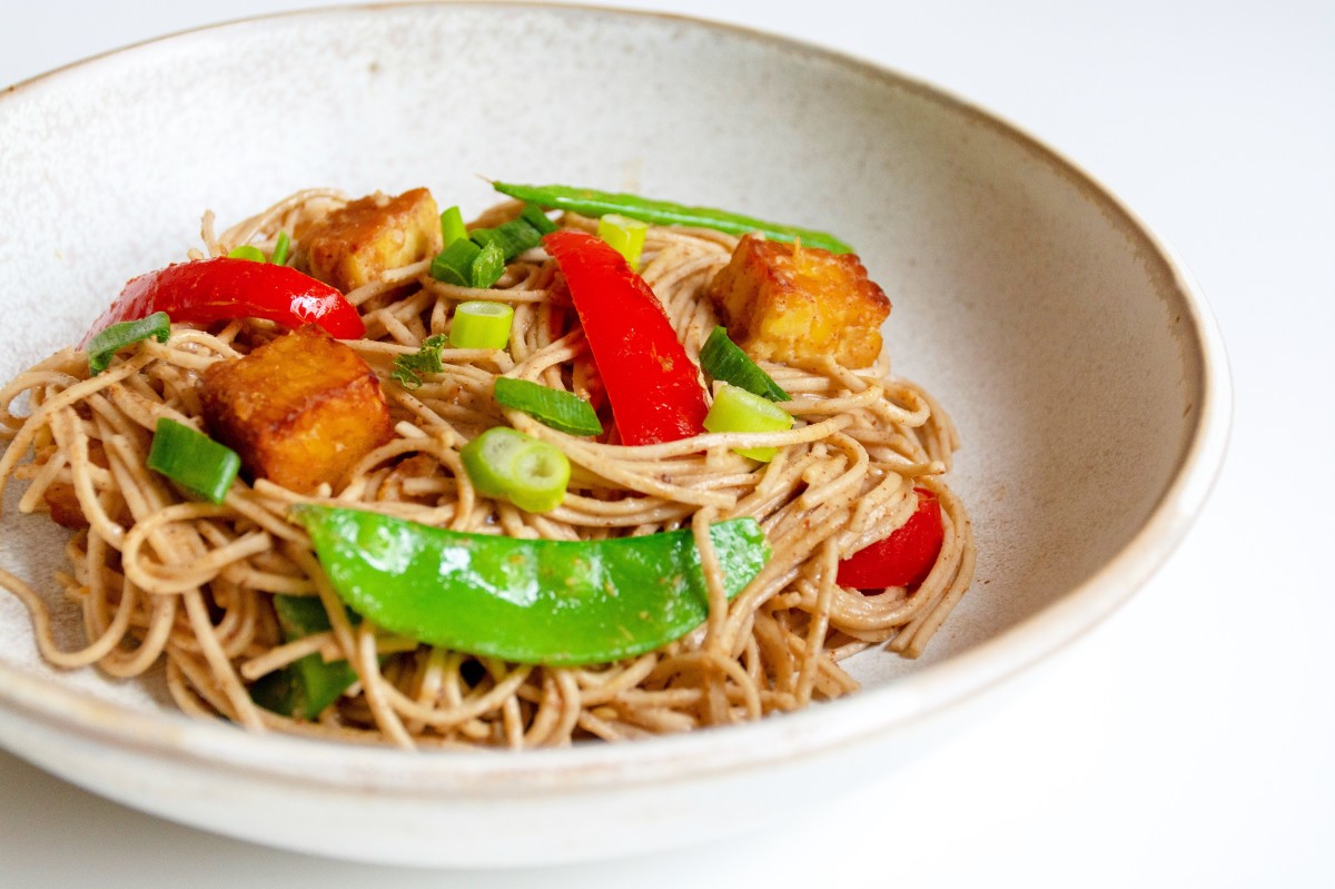 Soba Noodle Stir Fry with a Miso-Almond Butter Sauce