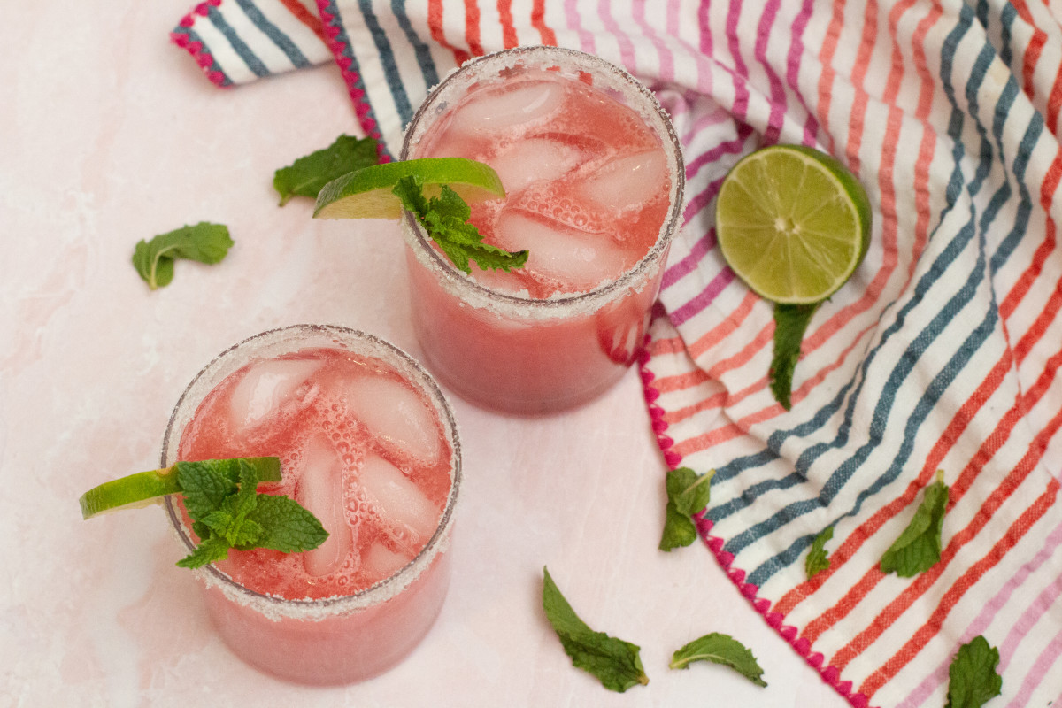 watermelon margaritas with mint