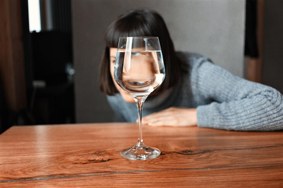 Woman wine glass water