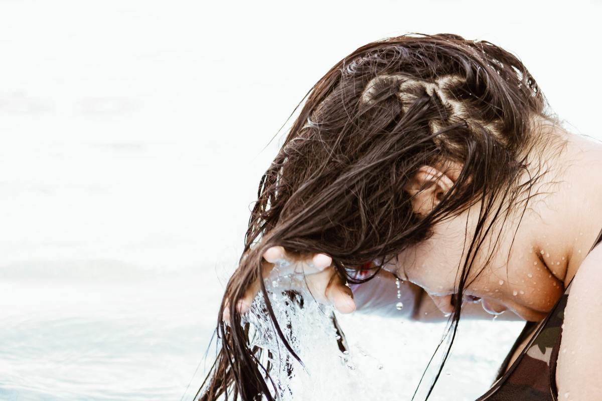 Woman wet hair swimming