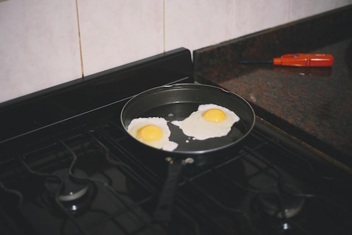 nonstick pan with eggs