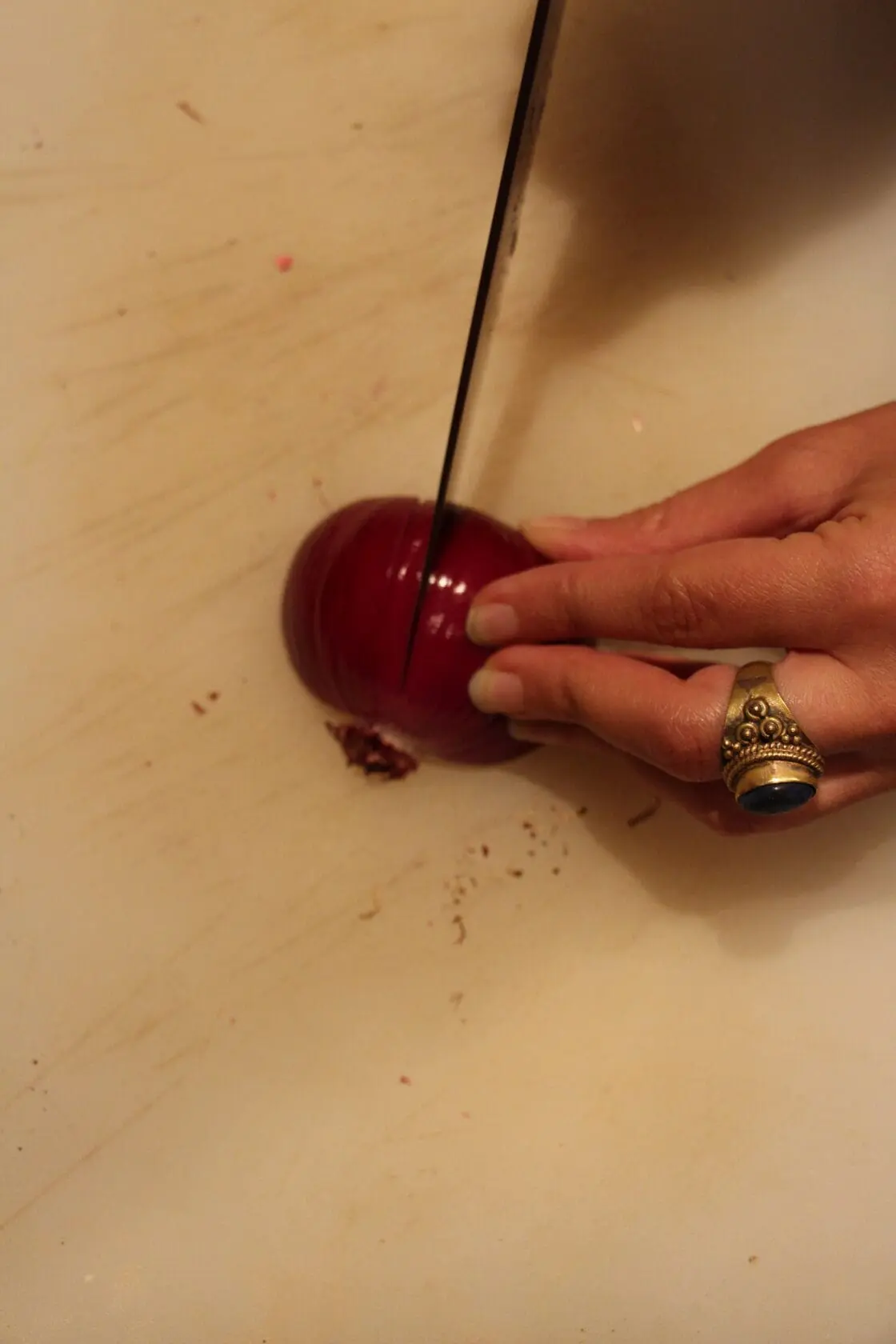 chopping onion