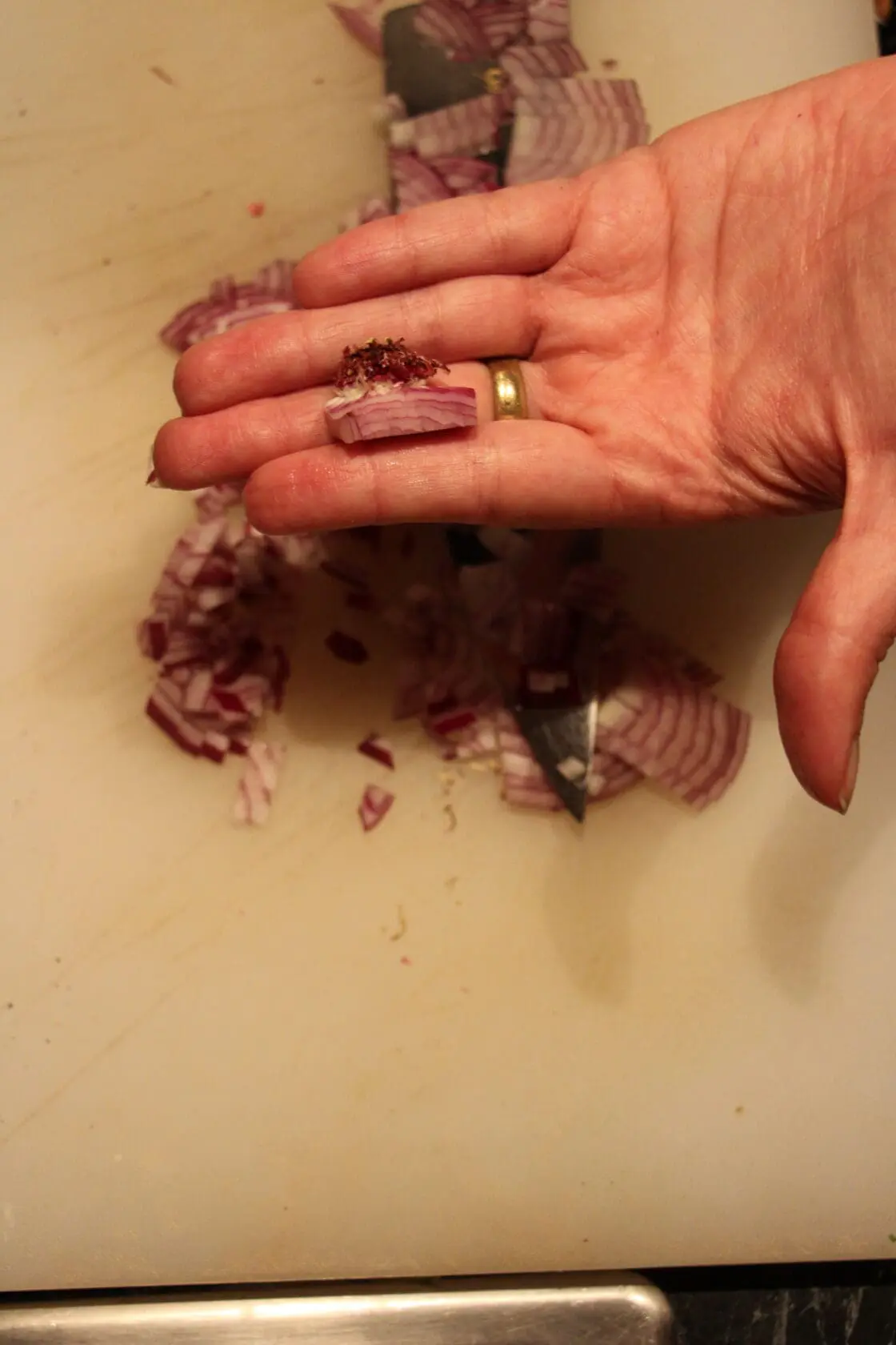 chopping onion