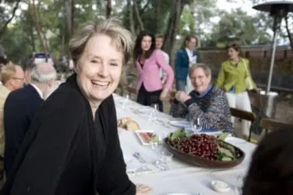Alice Waters at an outdoor farm-to-table dining event
