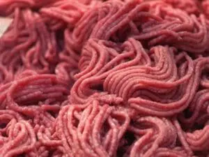 Close-up of ground meat showing texture and color