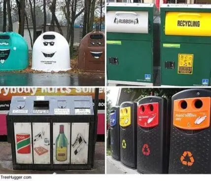 Four examples of creatively designed waste and recycling bins from around the world