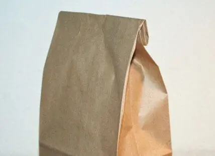 Brown paper lunch bag folded at the top