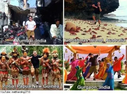 Four global locations showing people dancing and celebrating together for peace