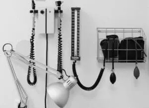 Medical equipment and blood pressure monitoring devices mounted on wall