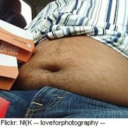 Person's abdomen with an inward belly button indentation