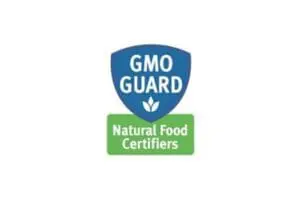 GMO Guard logo with blue shield and green Natural Food Certifiers banner