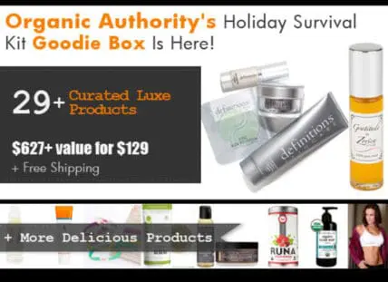 Organic Authority Holiday Survival Kit Goodie Box containing 29+ luxury skincare and wellness