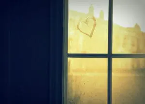 Heart shape drawn on a window