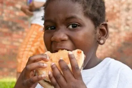 Child eating a sandwich
