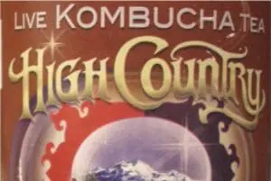High Country brand kombucha tea label with mountain imagery