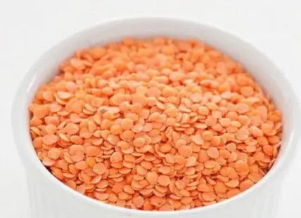 Bowl of dried orange lentils