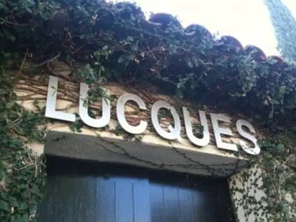 Ivy-covered entrance to Lucques restaurant in West Hollywood