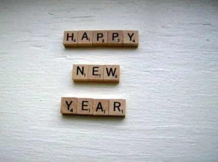 Blocks spelling happy new year
