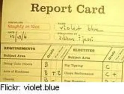 Vintage report card showing grades and requirements in cursive handwriting