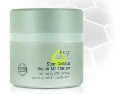 Juice Beauty Stem Cellular Repair Moisturizer jar on white hexagonal background