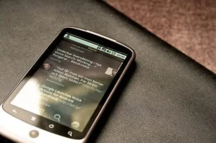 Android phone displaying a messaging or social media application interface