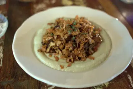 sunchoke puree and sunchoke chips