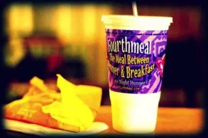 Taco Bell drink and food items on a table