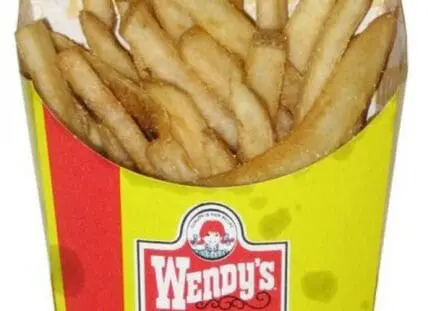 Wendy's Natural Cut Fries in a yellow and red container