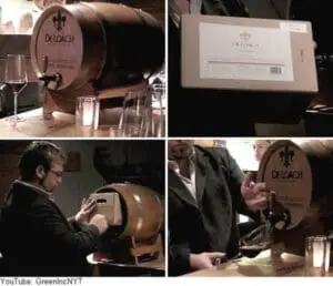 Deloach wine barrel tap demonstration at restaurant event