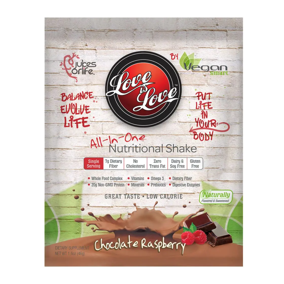 Love is Love by VeganSmart All-In-One Nutritional Shake packet in Chocolate Raspberry flavor