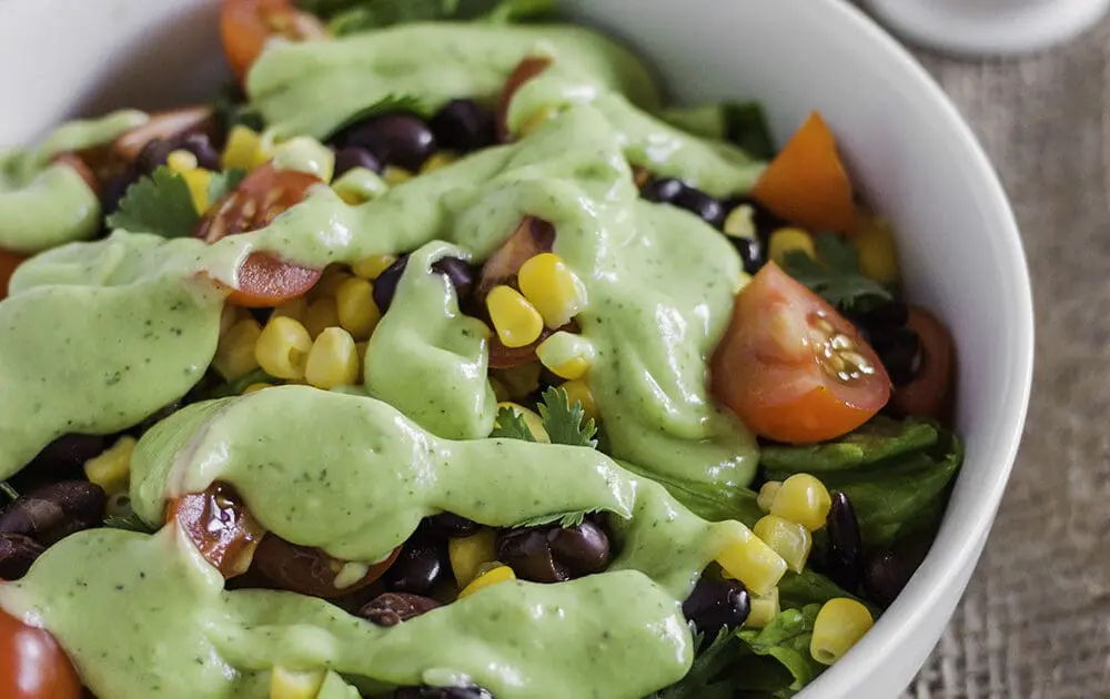 Black Bean and Corn Salad Recipe with Creamy Cilantro Avocado Dressing