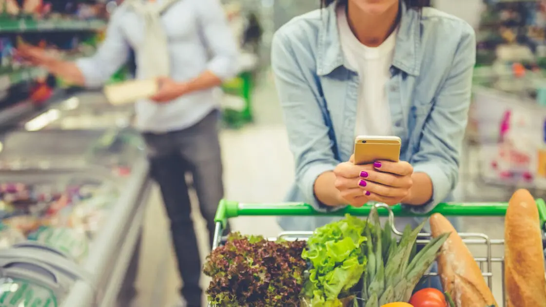 couple supermarket shopping