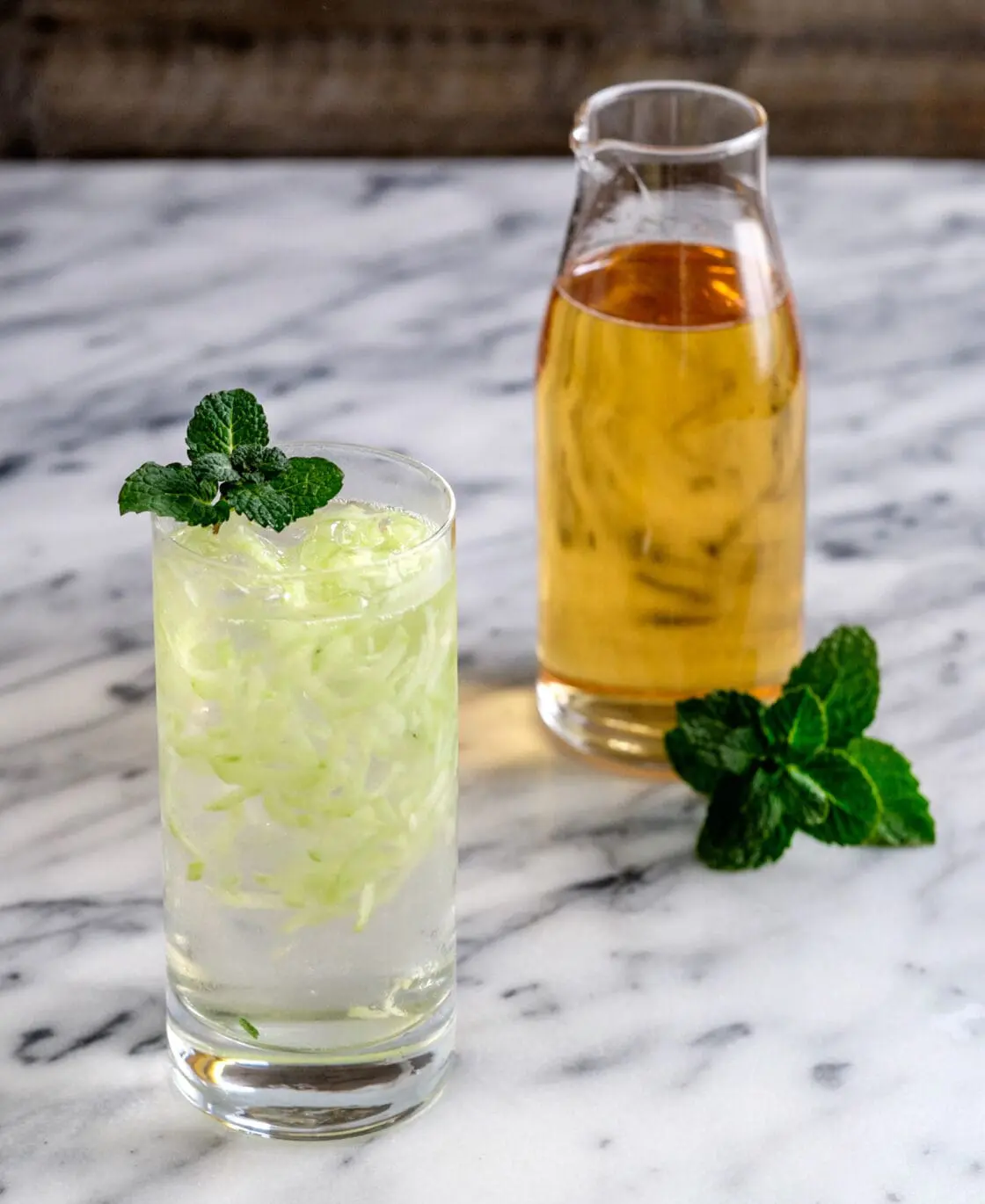A cucumber mint herbal cocktail
