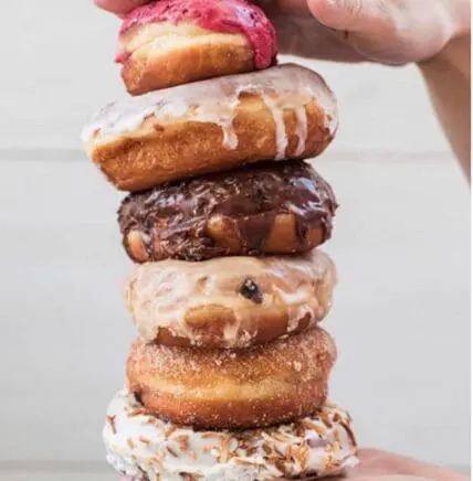 Stack of vegan doughnuts